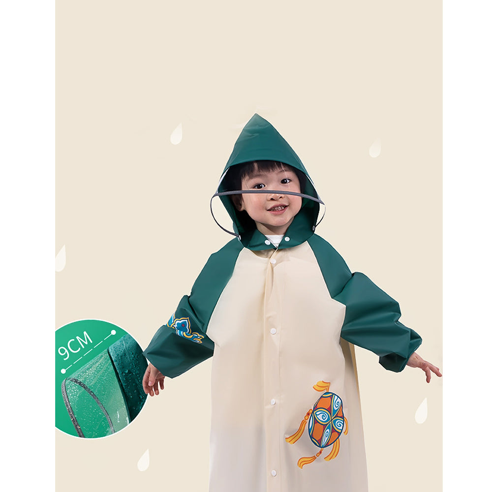 Cream & Green Dragon Ball Raincoat for Kids.