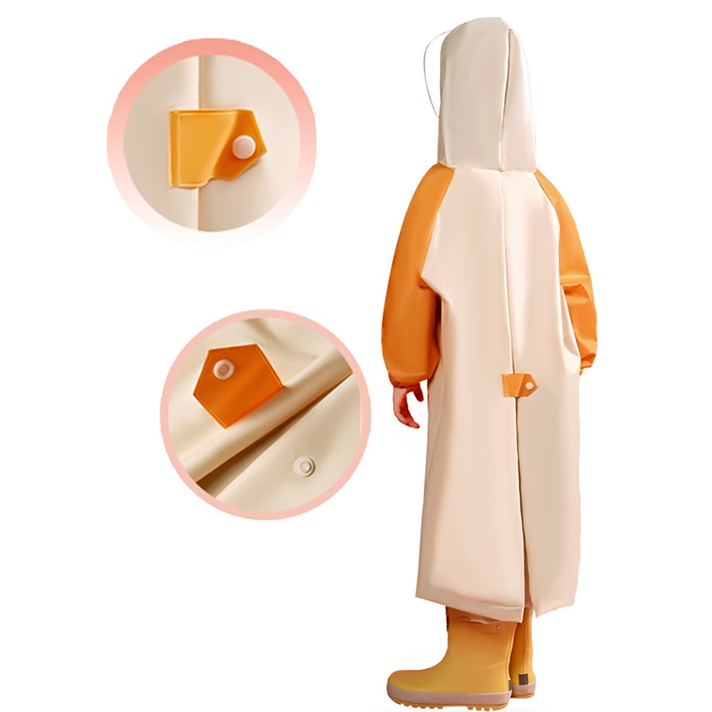 Orange Sleeve Cream long style Raincoat for kids