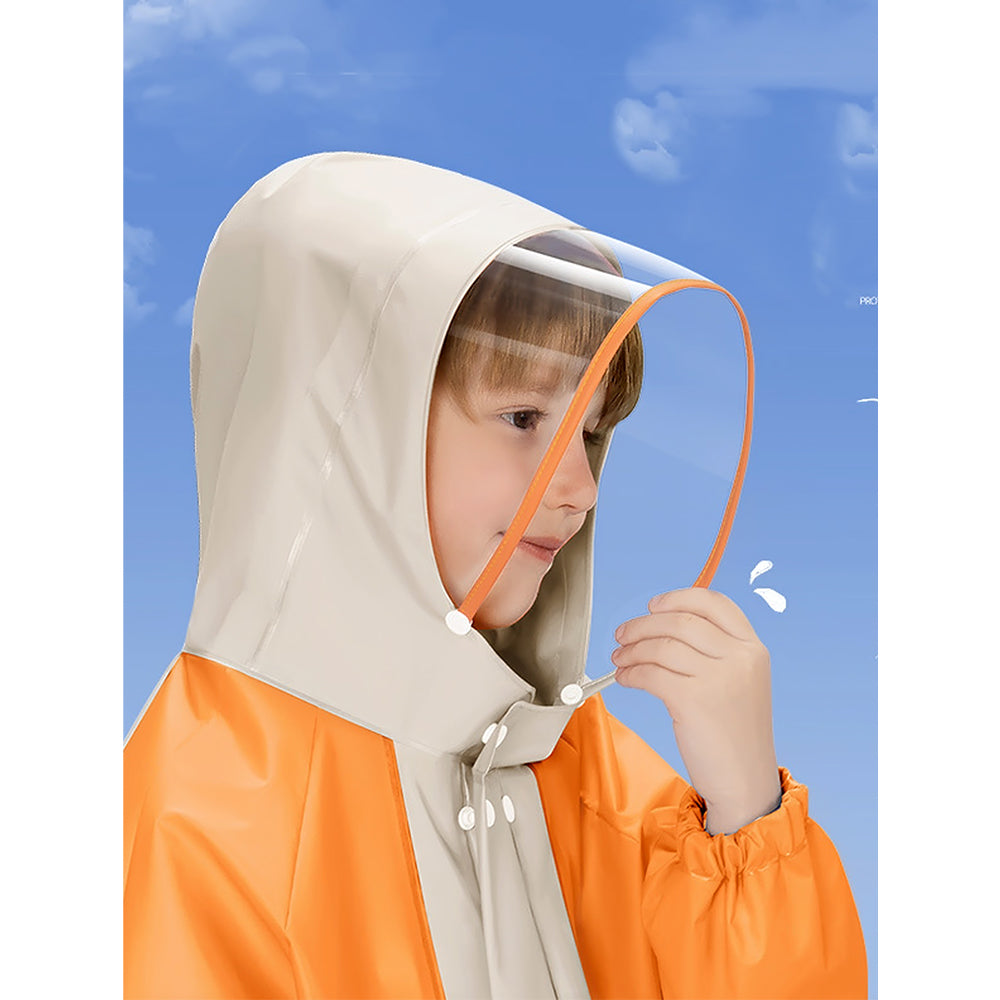 Orange Sleeve Cream long style Raincoat for kids