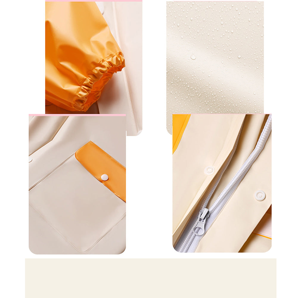 Orange Sleeve Cream long style Raincoat for kids