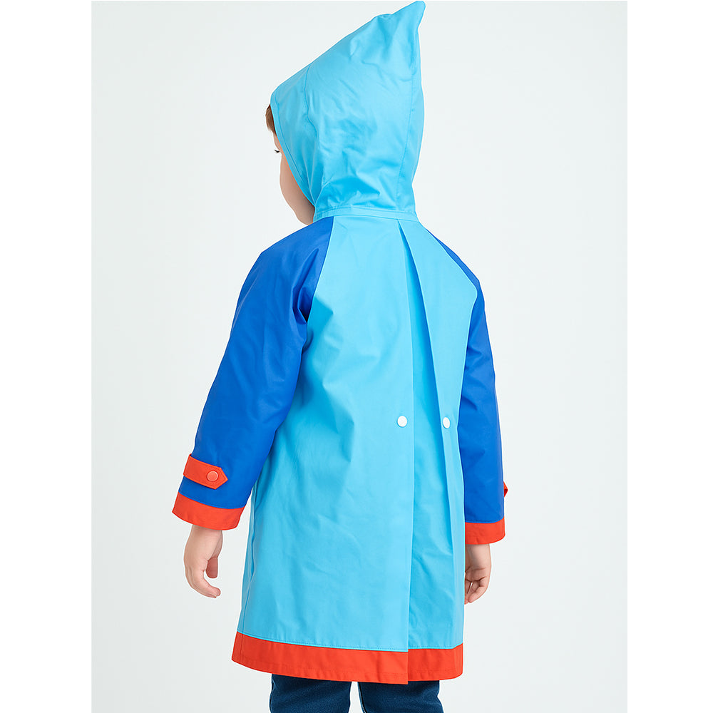 Red Blue elephant theme Long Style Raincoat for Kids-M