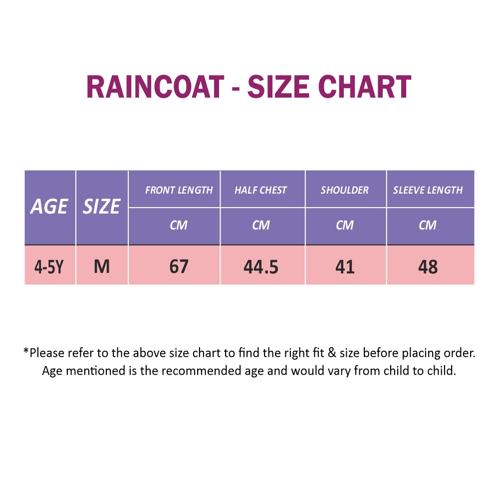 Red Blue elephant theme Long Style Raincoat for Kids-M