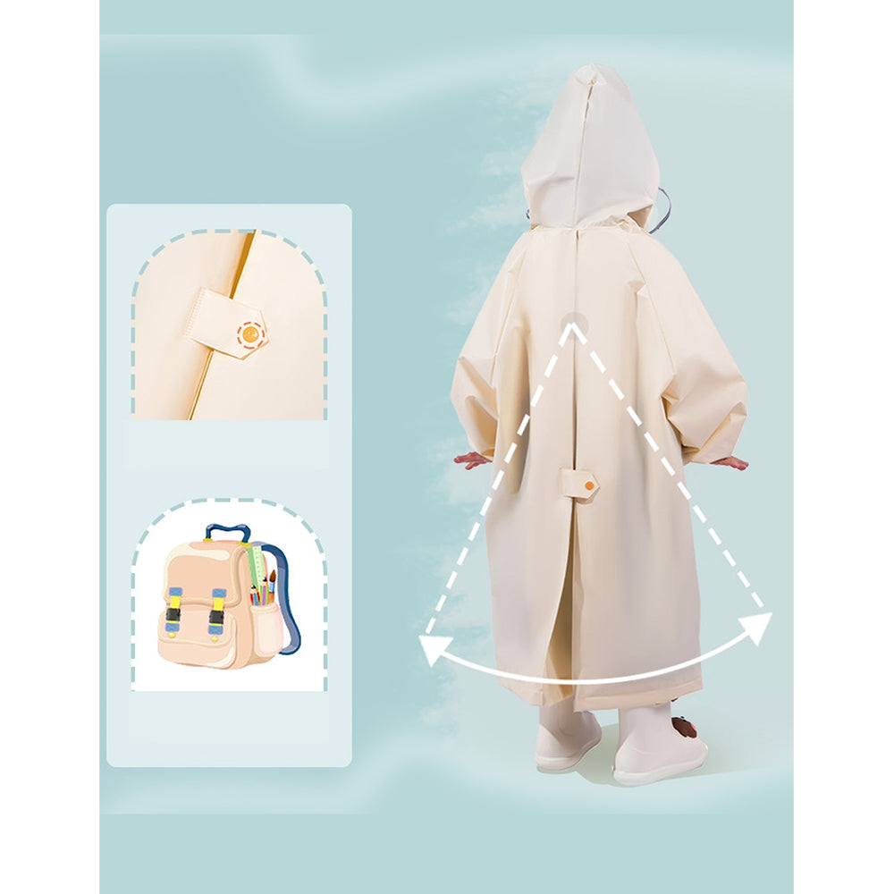 Cream Reptile Kingdom Raincoat for Kids.-L