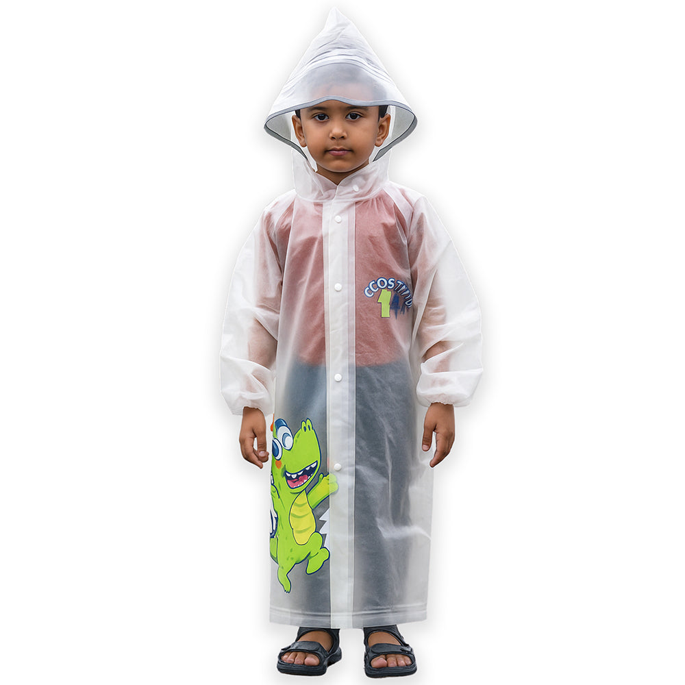 Translucent Dino Theme Raincoat for kids-2XL