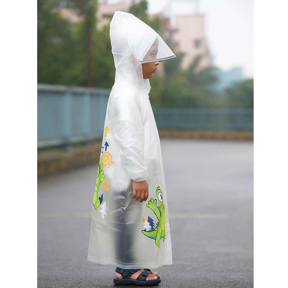 Translucent Dino Theme Raincoat for kids-2XL