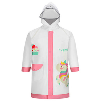 Unicorn Pink Bordered Translucent long style Raincoat for kids