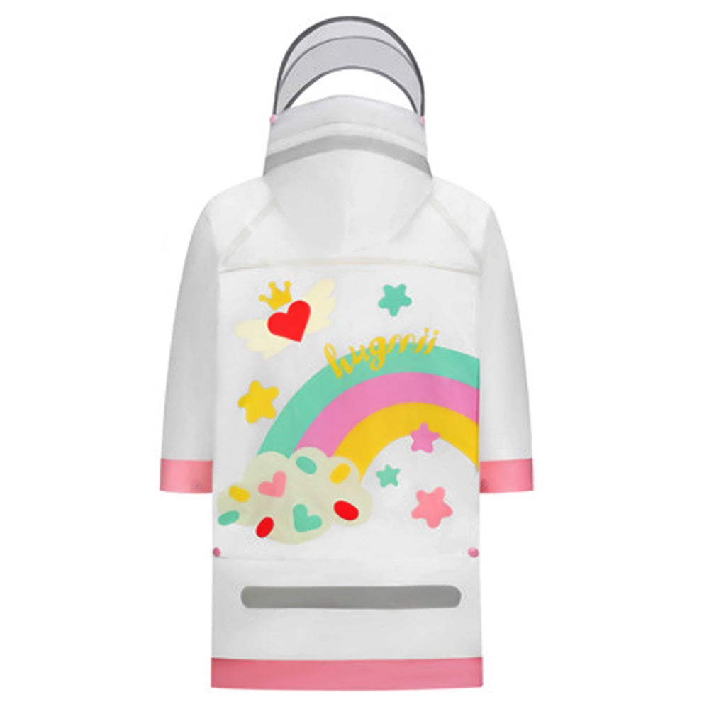 Unicorn Pink Bordered Translucent long style Raincoat for kids
