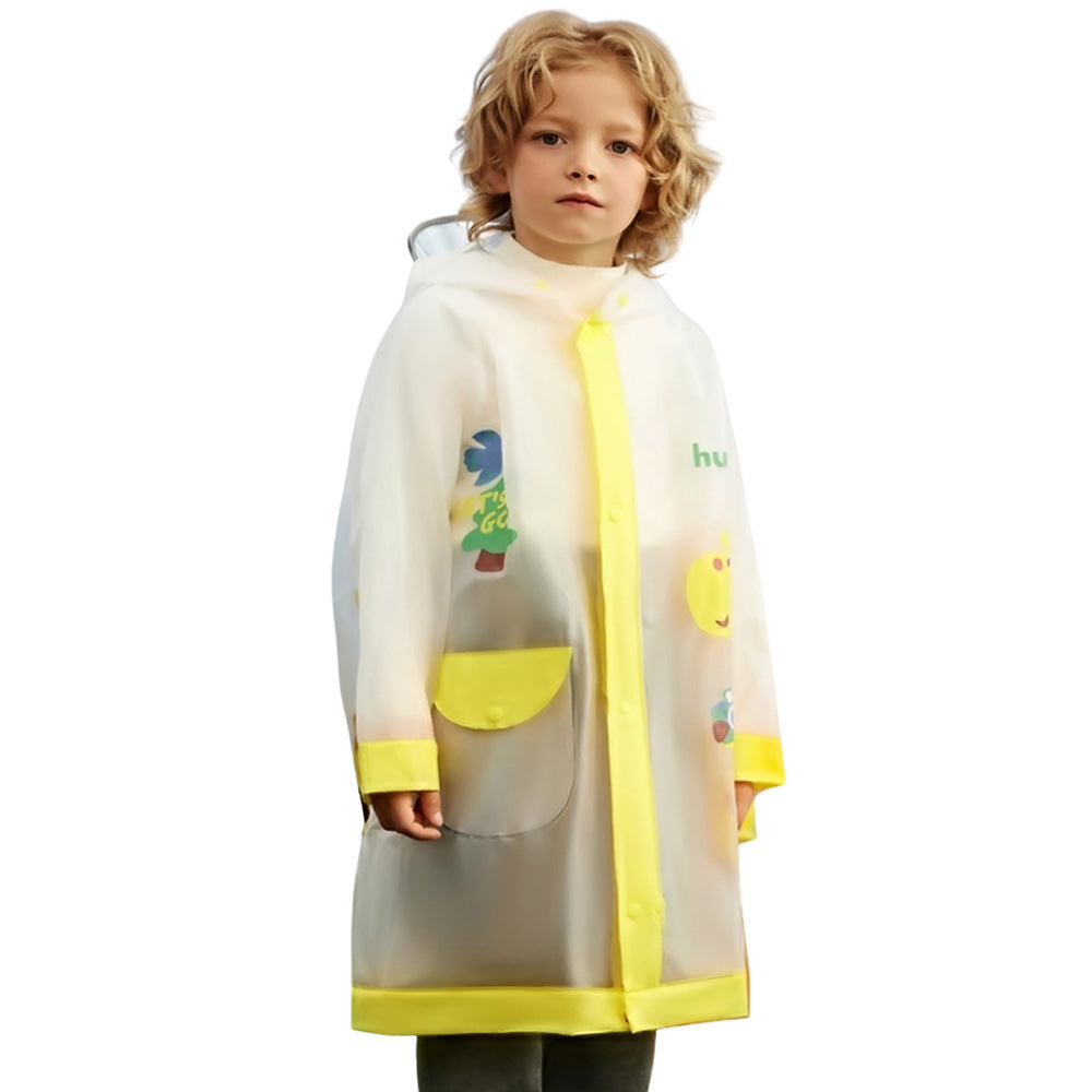 Tall Giraffe Yellow Bordered Translucent long style Raincoat for kids