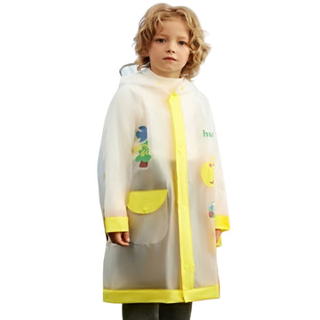 Tall Giraffe Yellow Bordered Translucent long style Raincoat for kids