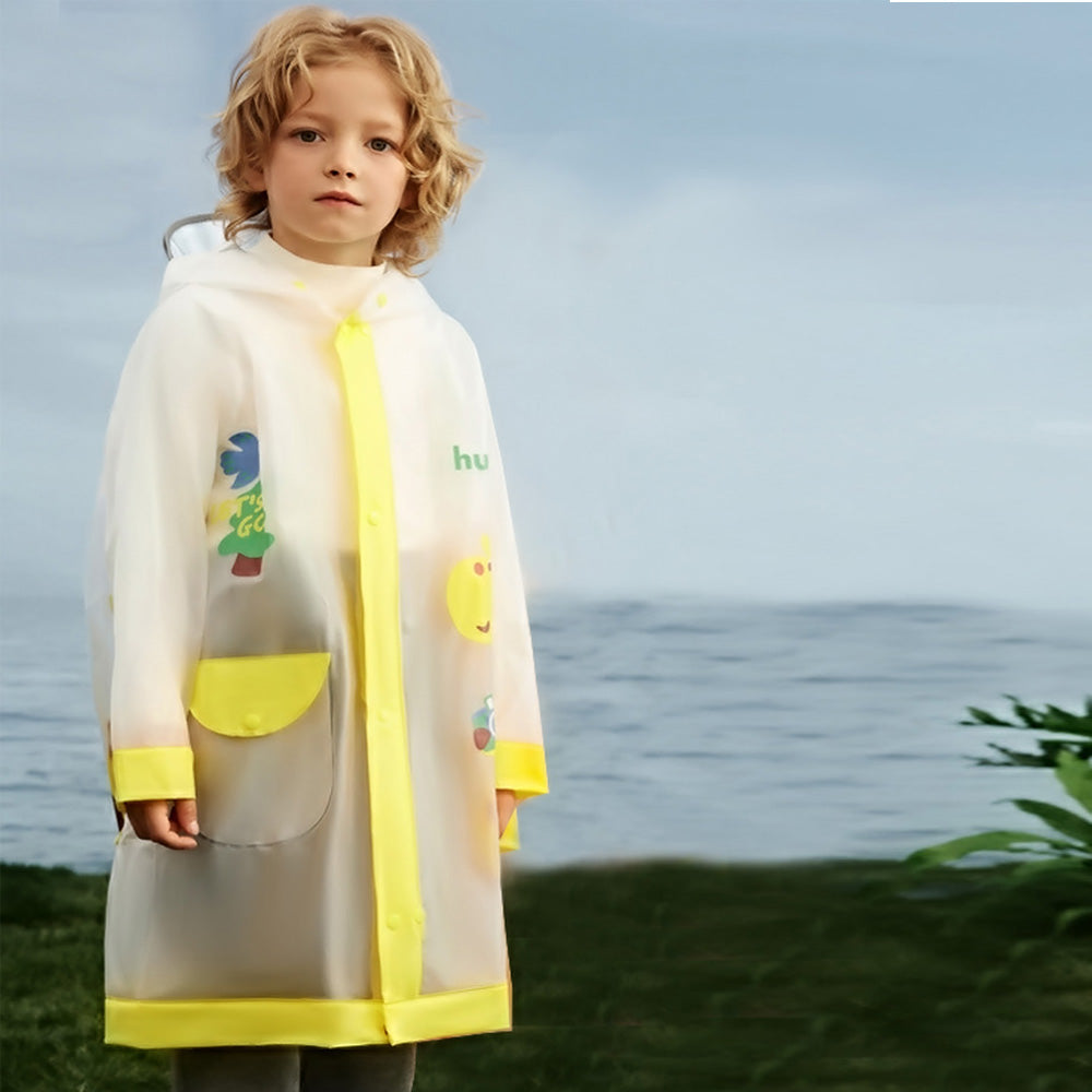 Tall Giraffe Yellow Bordered Translucent long style Raincoat for kids