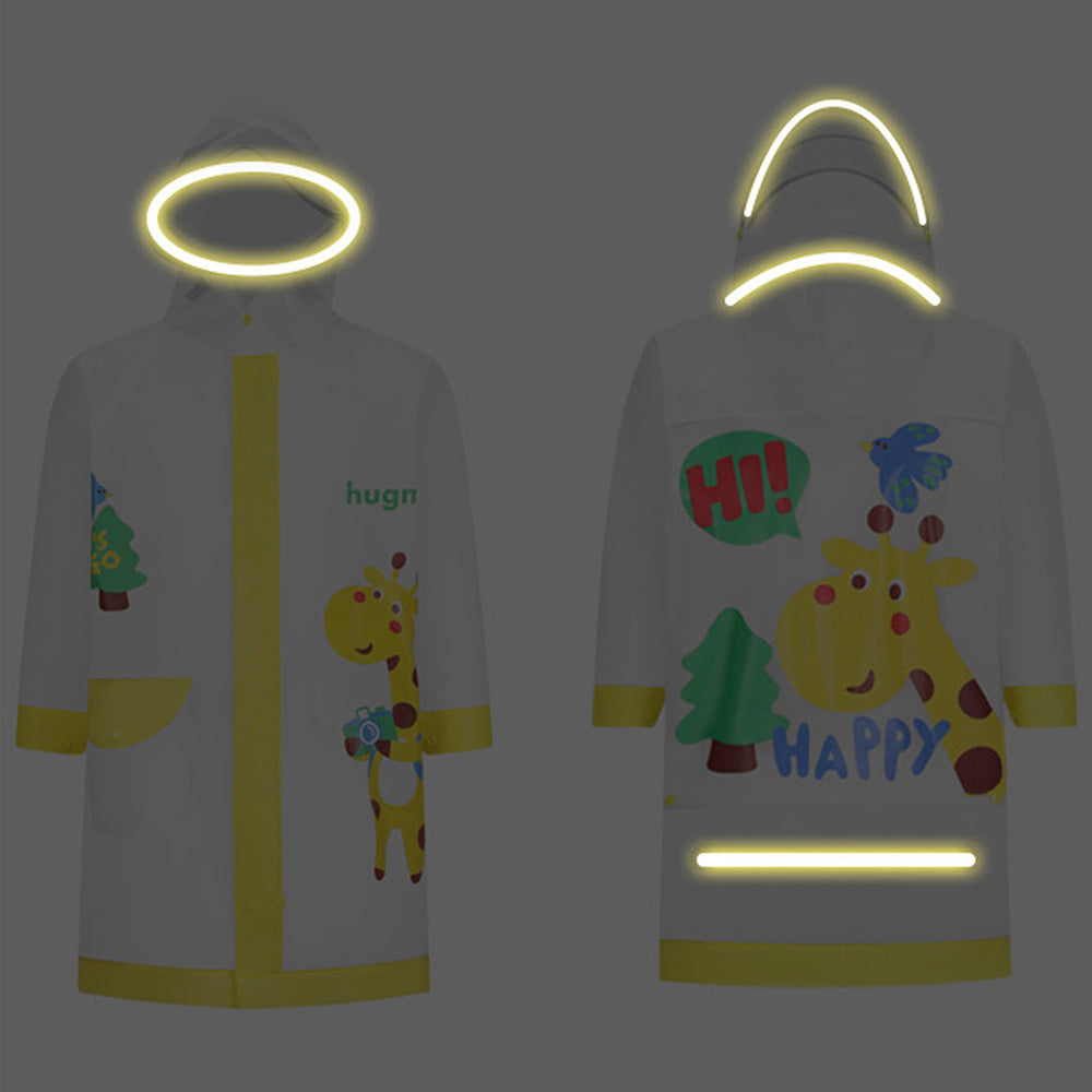 Tall Giraffe Yellow Bordered Translucent long style Raincoat for kids