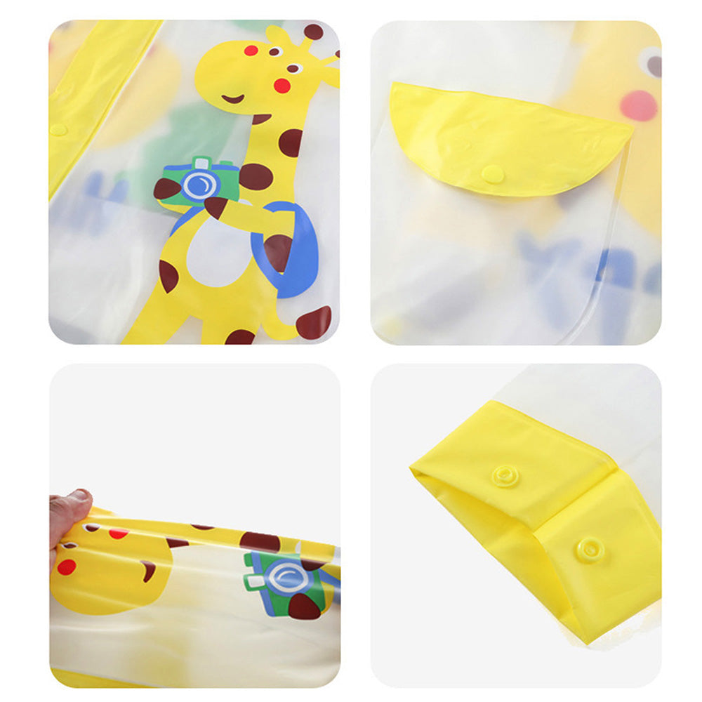 Tall Giraffe Yellow Bordered Translucent long style Raincoat for kids