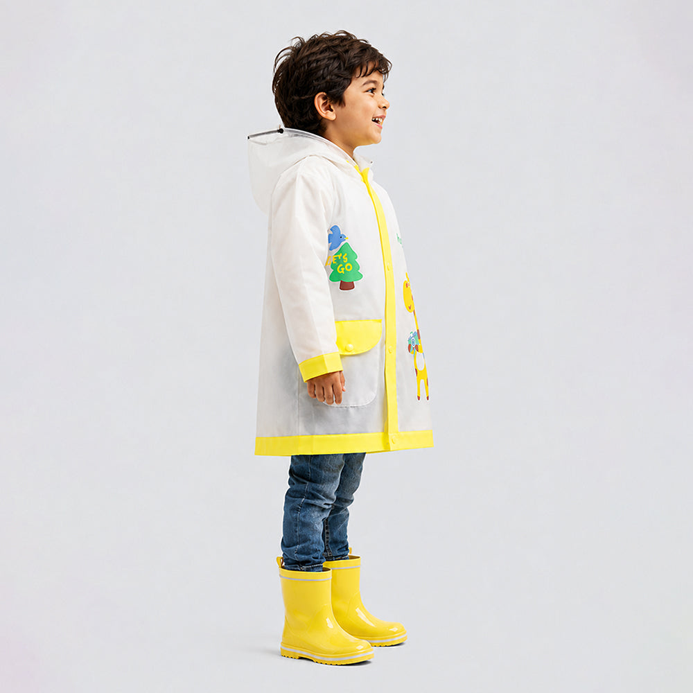 Tall Giraffe Yellow Bordered Translucent long style Raincoat for kids