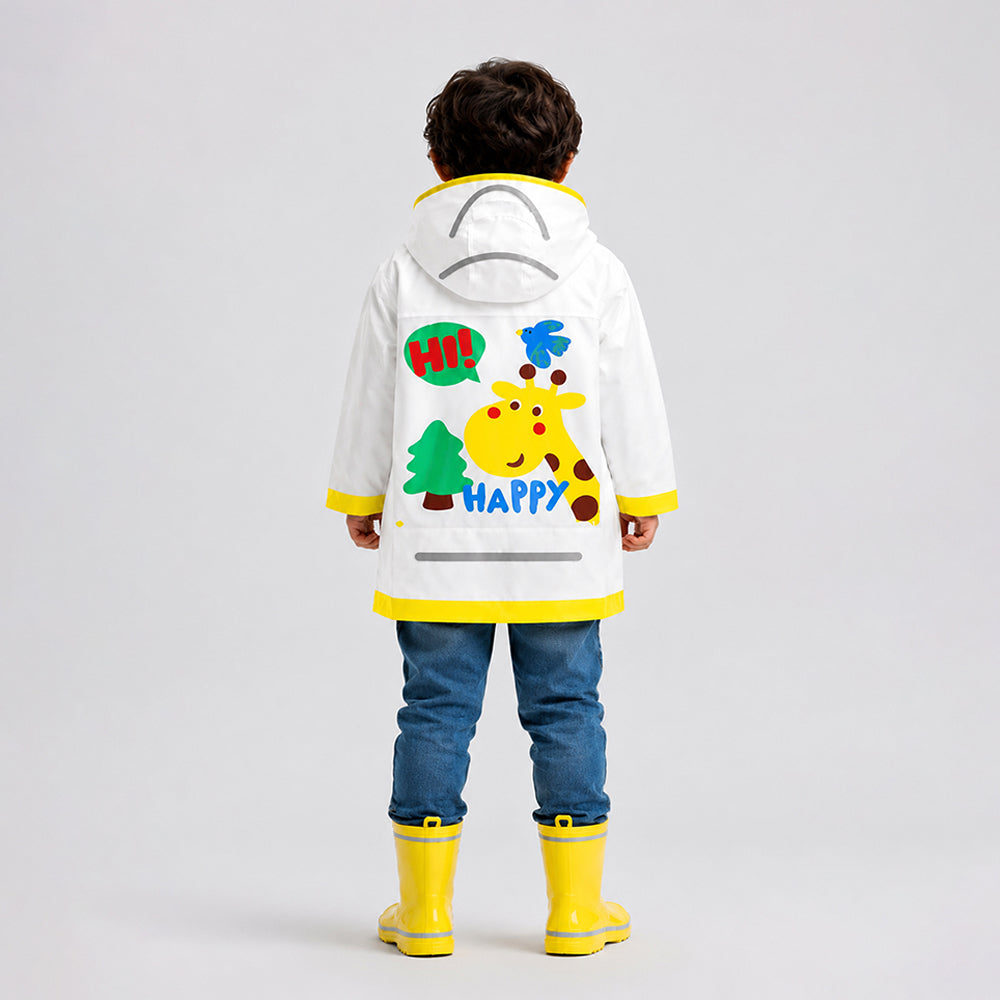 Tall Giraffe Yellow Bordered Translucent long style Raincoat for kids
