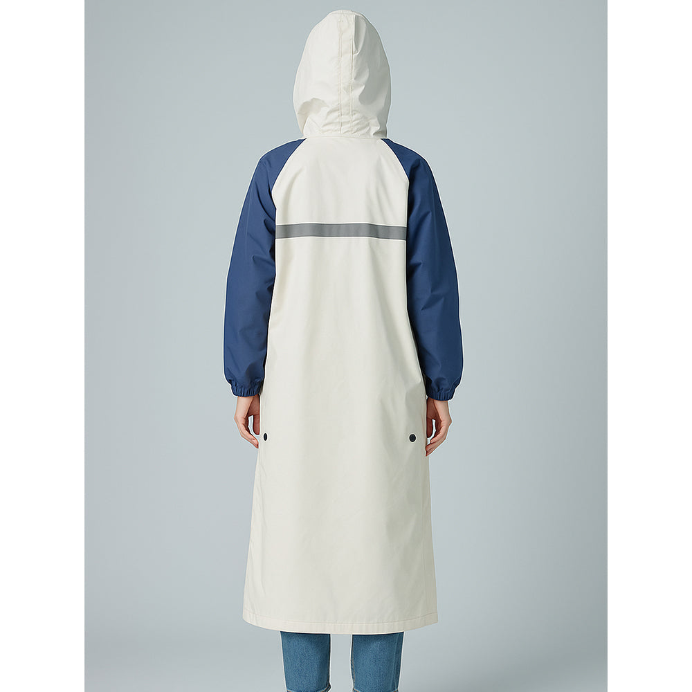 Ivory White Cap Style Knee Length Raincoat for Kids & Teens