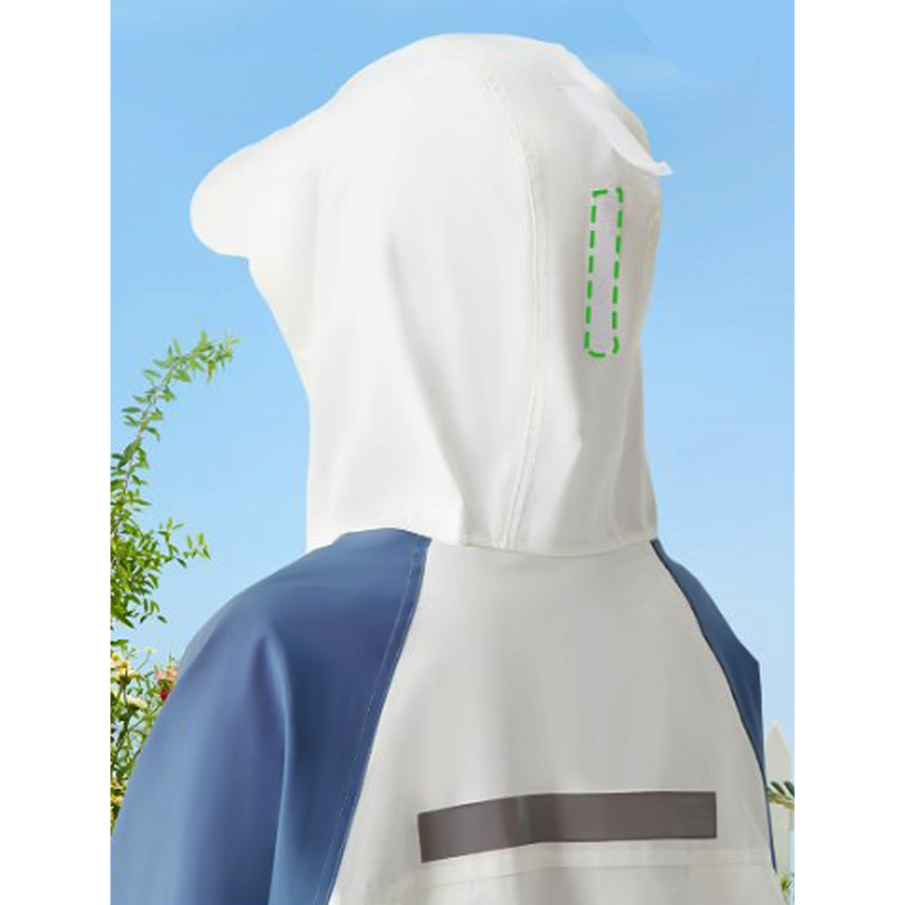 Ivory White Cap Style Knee Length Raincoat for Kids & Teens