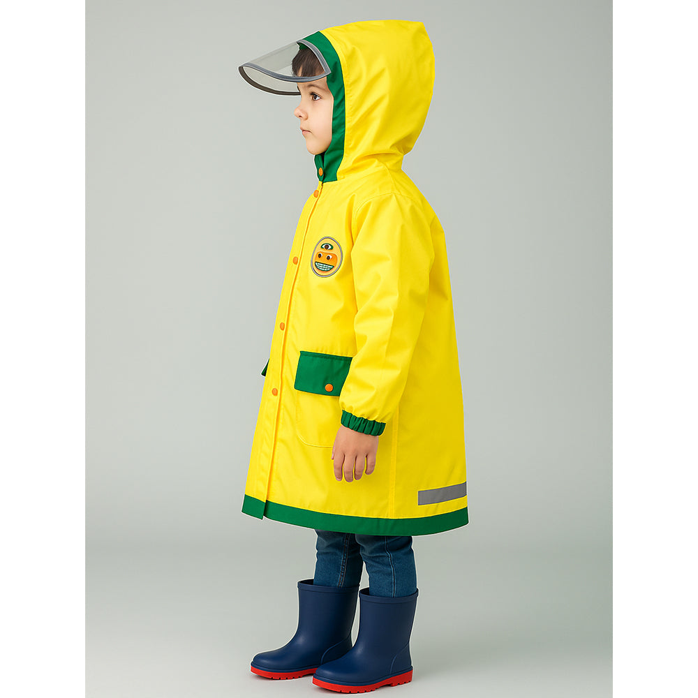 Yellow Robot Knee Length Raincoat for kids