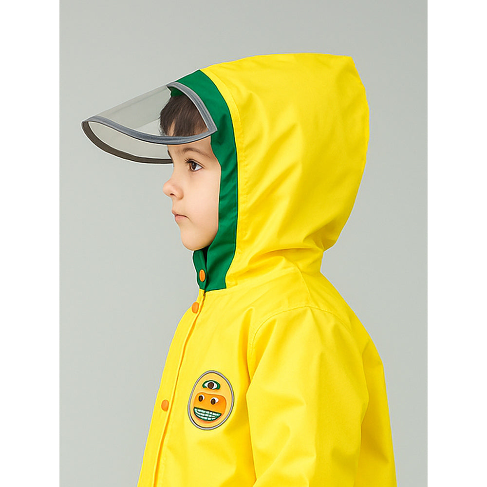 Yellow Robot Knee Length Raincoat for kids