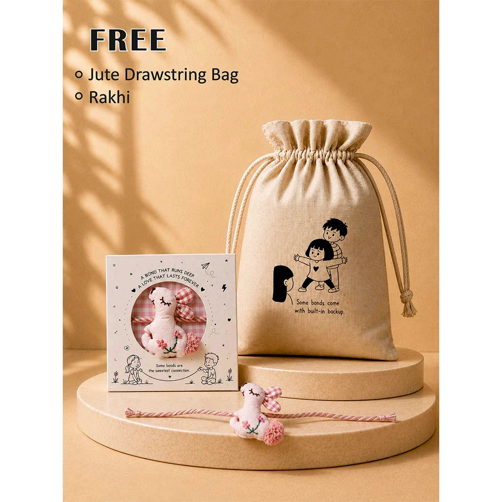 2 Pcs Purple Bow Tumbler & Purple Lunch Box Rakhi Gift Combo for Kids with Free Rakhi and Jute Drawstring Bag