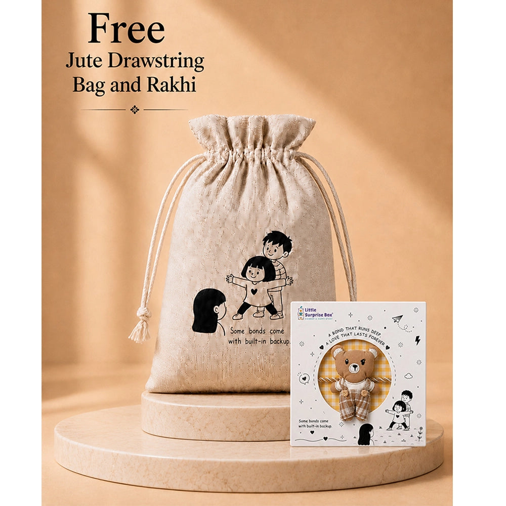 2 Pcs Green Tumbler & Bread Style Lunch Box Rakhi Gift Combo for Kids with Free Rakhi & Jute drawstring bag.