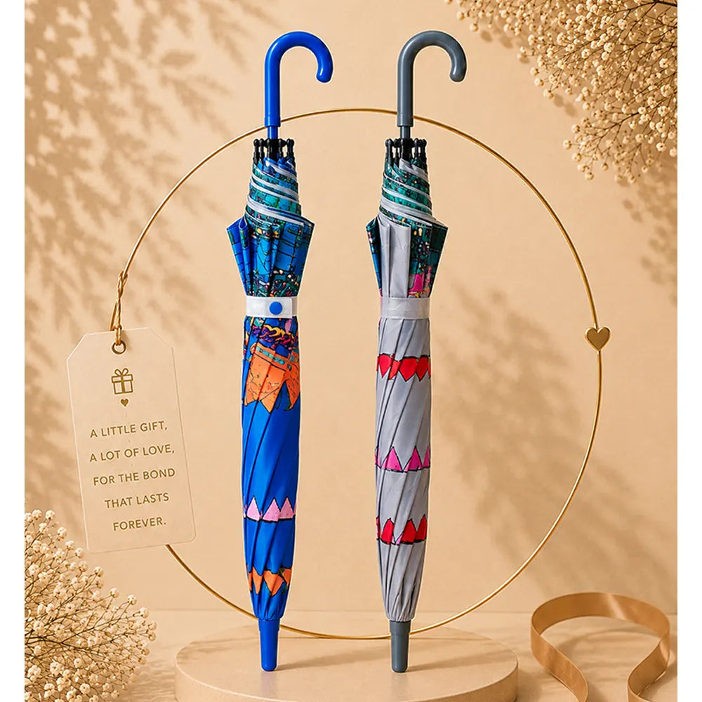 2 Pcs Blue & Grey Mexico Landmark Umbrella Rakhi Gift Combo for Kids with Free Rakhi