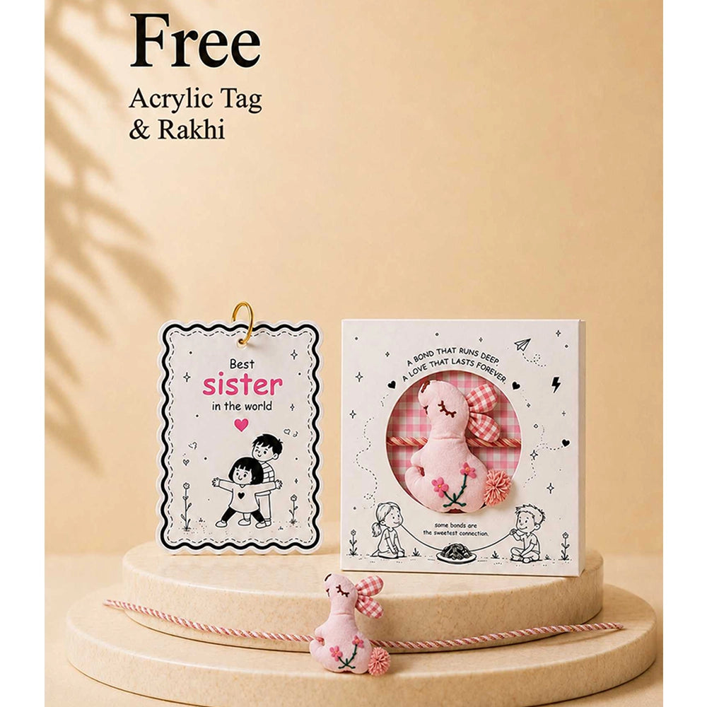 3 Pcs Pink Cool Glasses Backpack, Lunch Bag & Stationery Pouch Rakhi Gift Combo for Kids with Free Rakhi