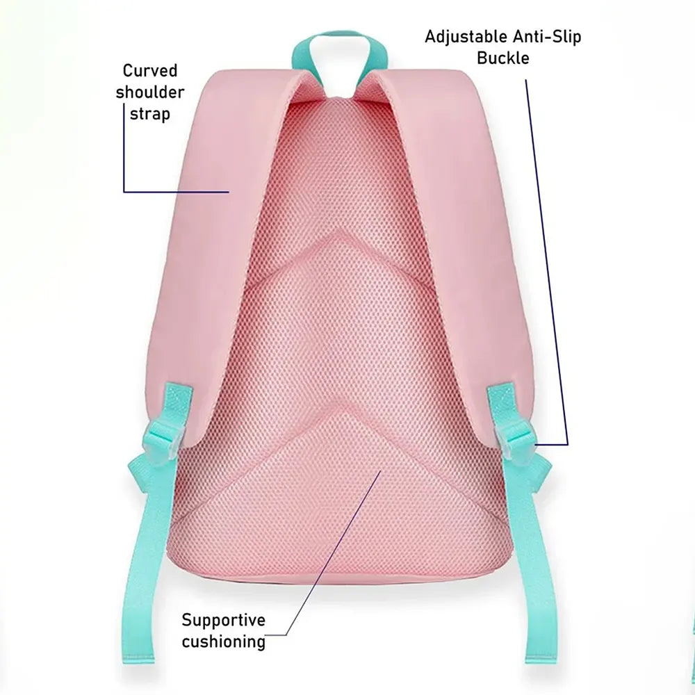 3 Pcs Pink Cool Glasses Backpack, Lunch Bag & Stationery Pouch Rakhi Gift Combo for Kids with Free Rakhi