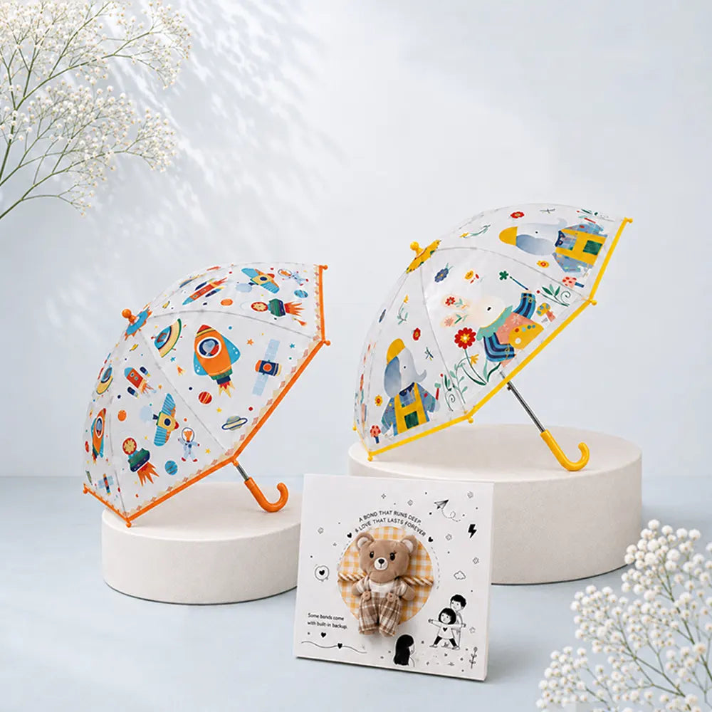 2 Pcs Elephant & Rocket Umbrella Rakhi Gift Combo for Kids with Free Rakhi