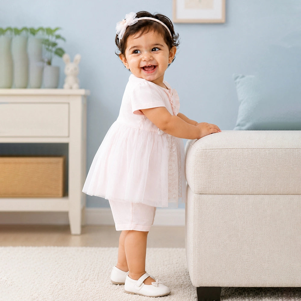 Bow Lace Frock-Style Romper for Tiny Toddlers