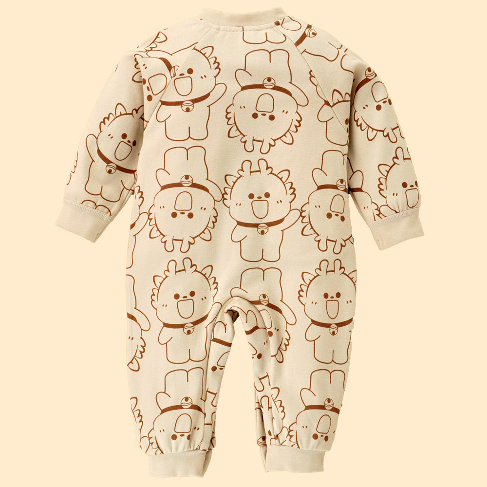 3D Brown Eared Reindeer theme full sleeves jumpsuit Romper for tiny toddlers
