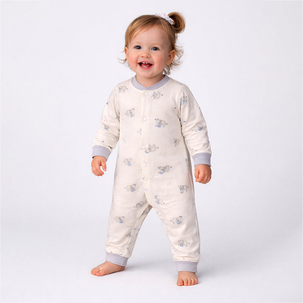 Cap Elephants, Full Sleeves Jumpsuit Romper for Tiny Toddlers