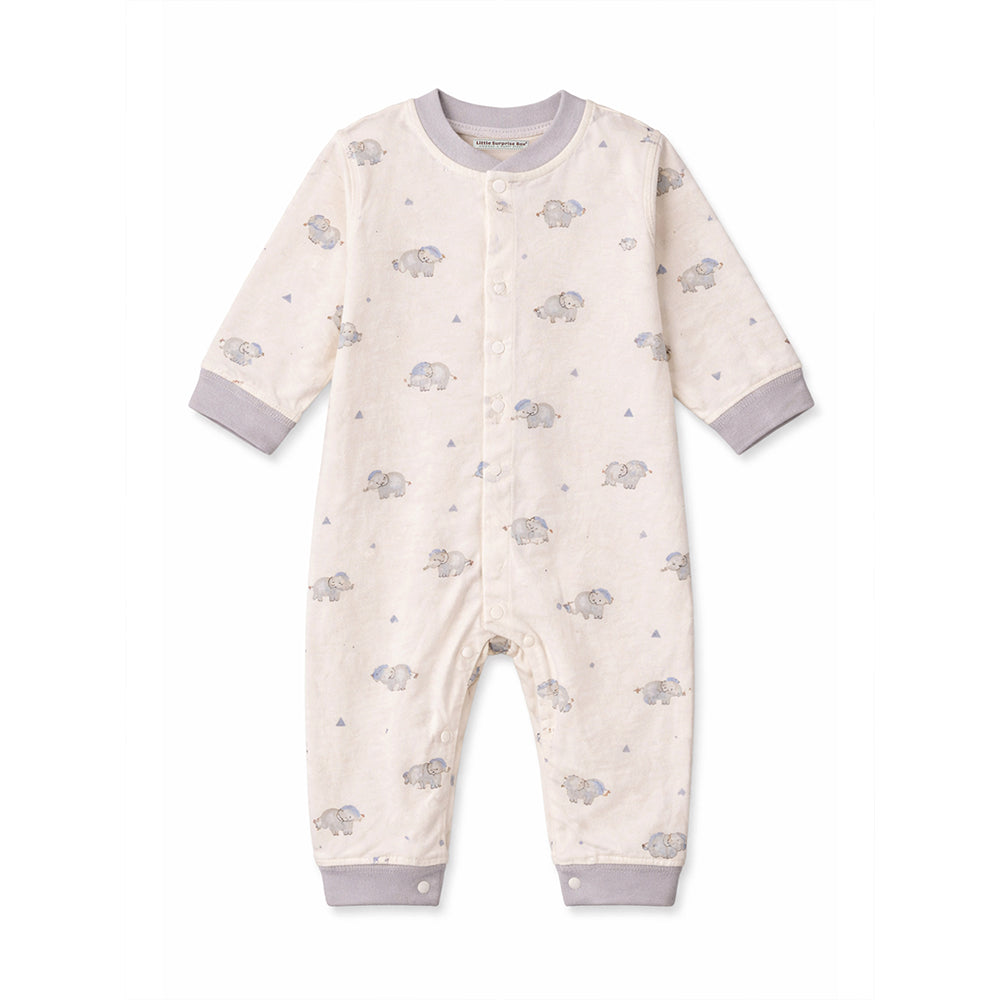 Cap Elephants, Full Sleeves Jumpsuit Romper for Tiny Toddlers