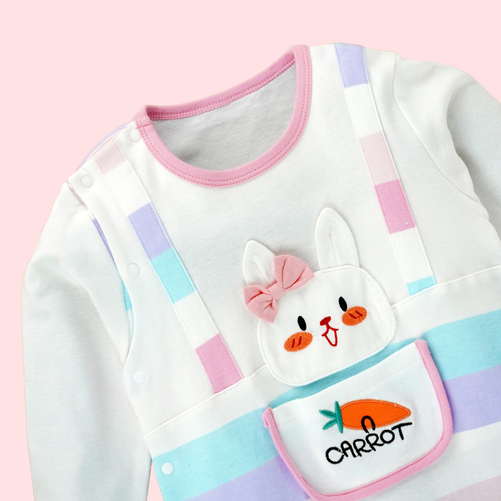 Carrot Rabbit theme full sleeves jumpsuit Romper for tiny toddlers