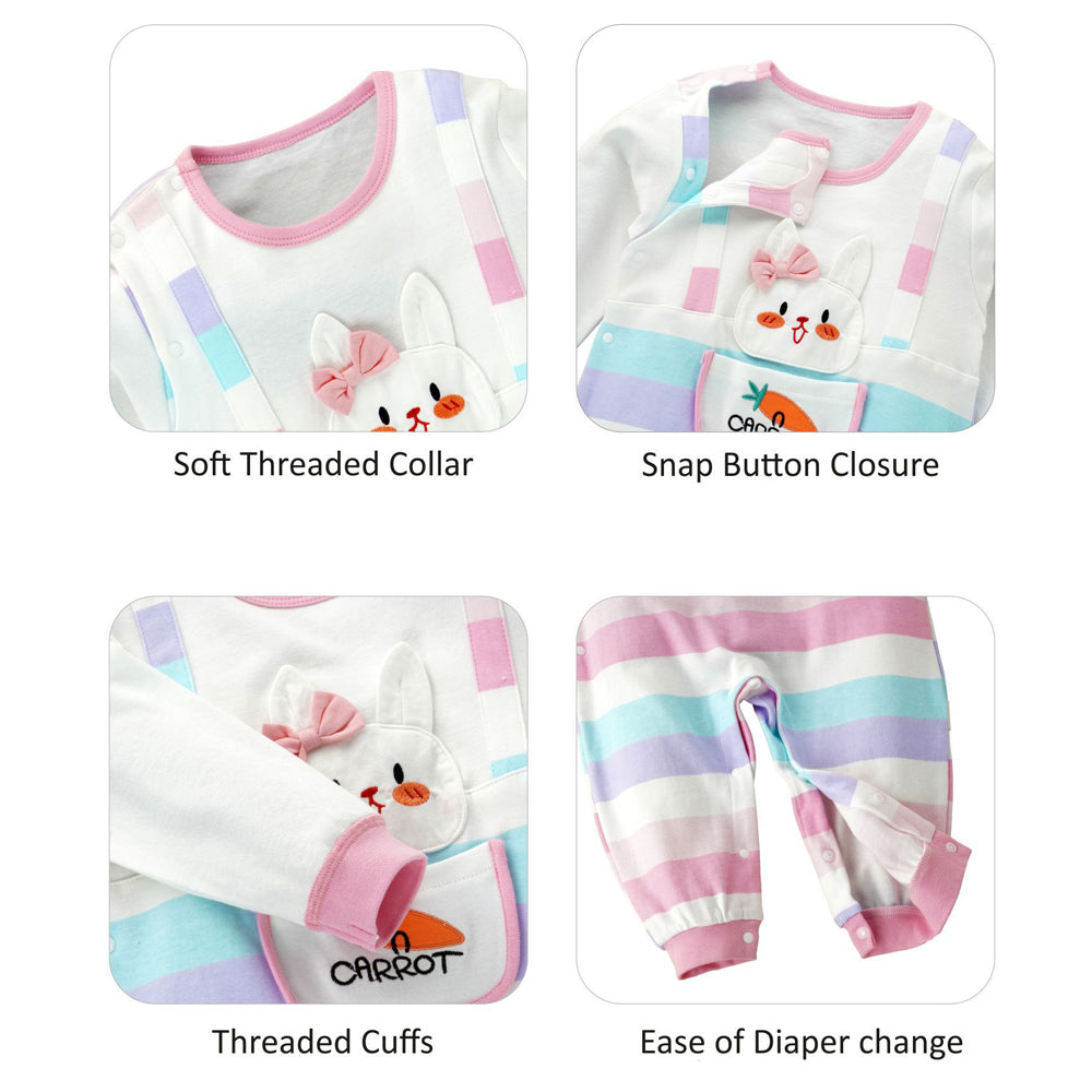 Carrot Rabbit theme full sleeves jumpsuit Romper for tiny toddlers