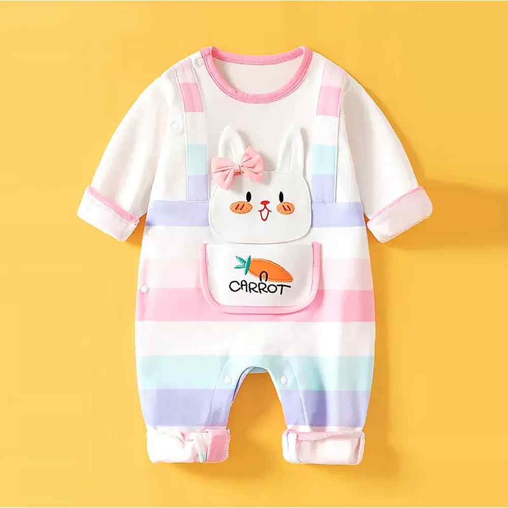 Carrot Rabbit theme full sleeves jumpsuit Romper for tiny toddlers