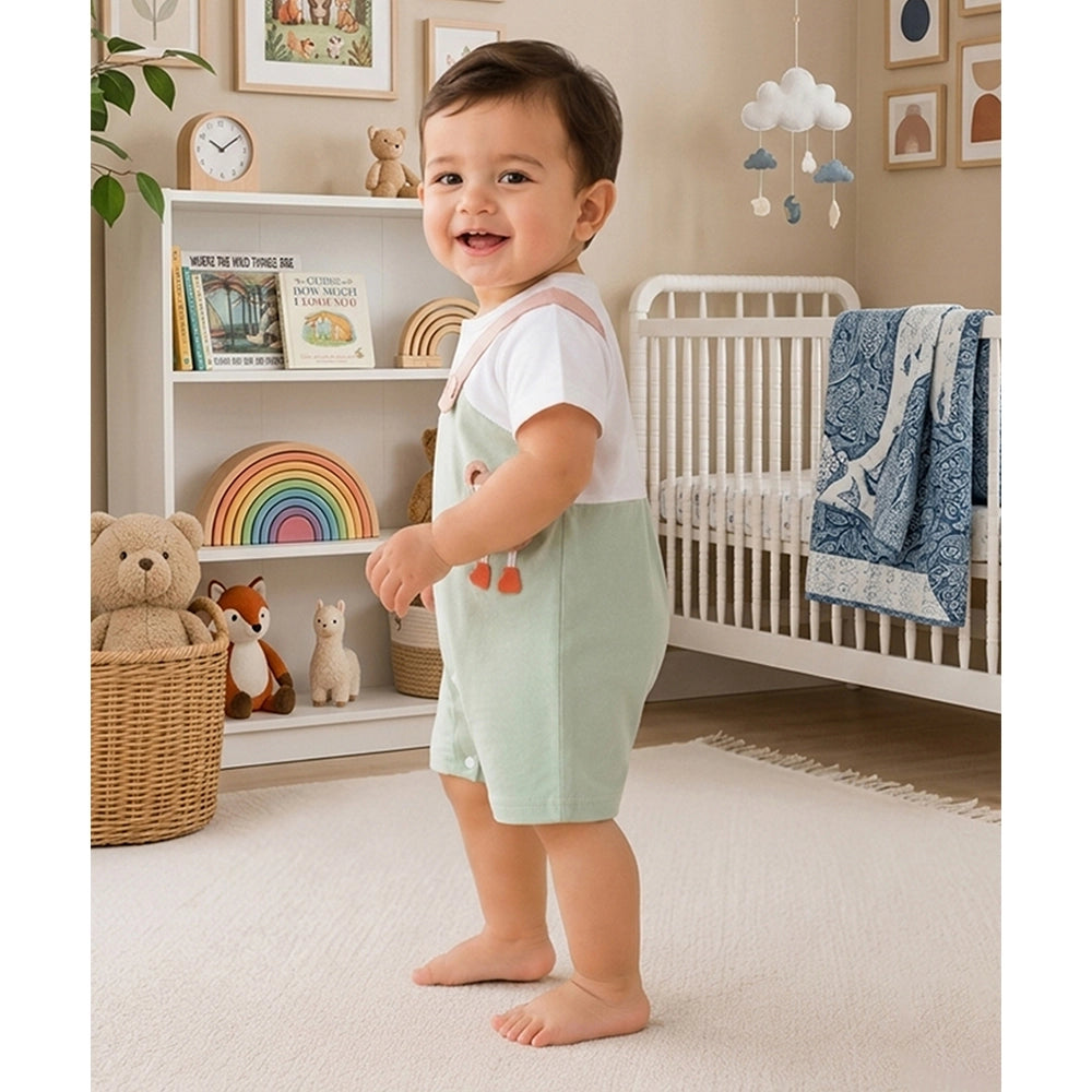 Cookies Bear Suspender-Style Romper for Tiny Toddlers
