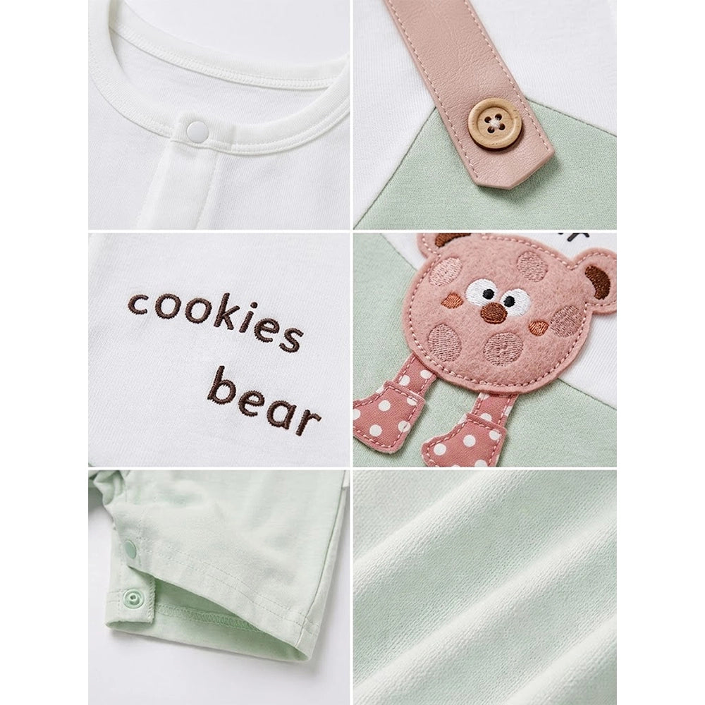 Cookies Bear Suspender-Style Romper for Tiny Toddlers