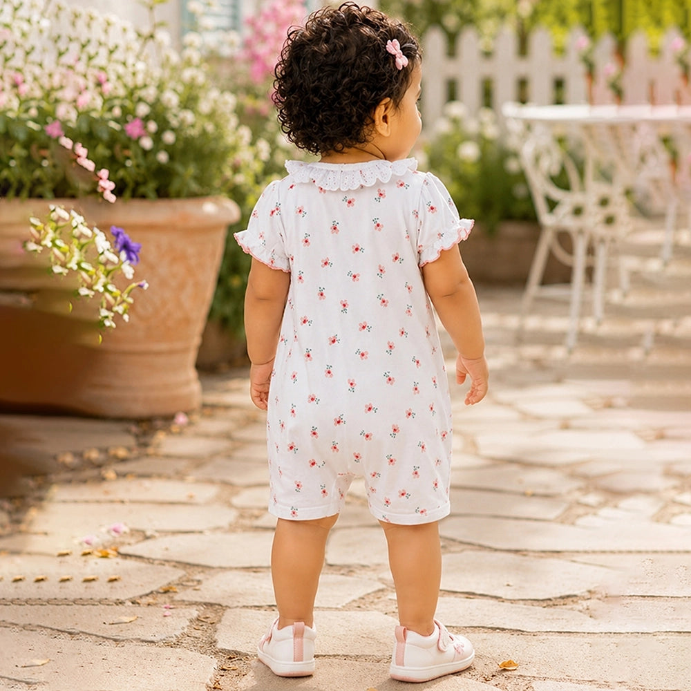Floral Bunny Cupcake Romper for Tiny Toddlers