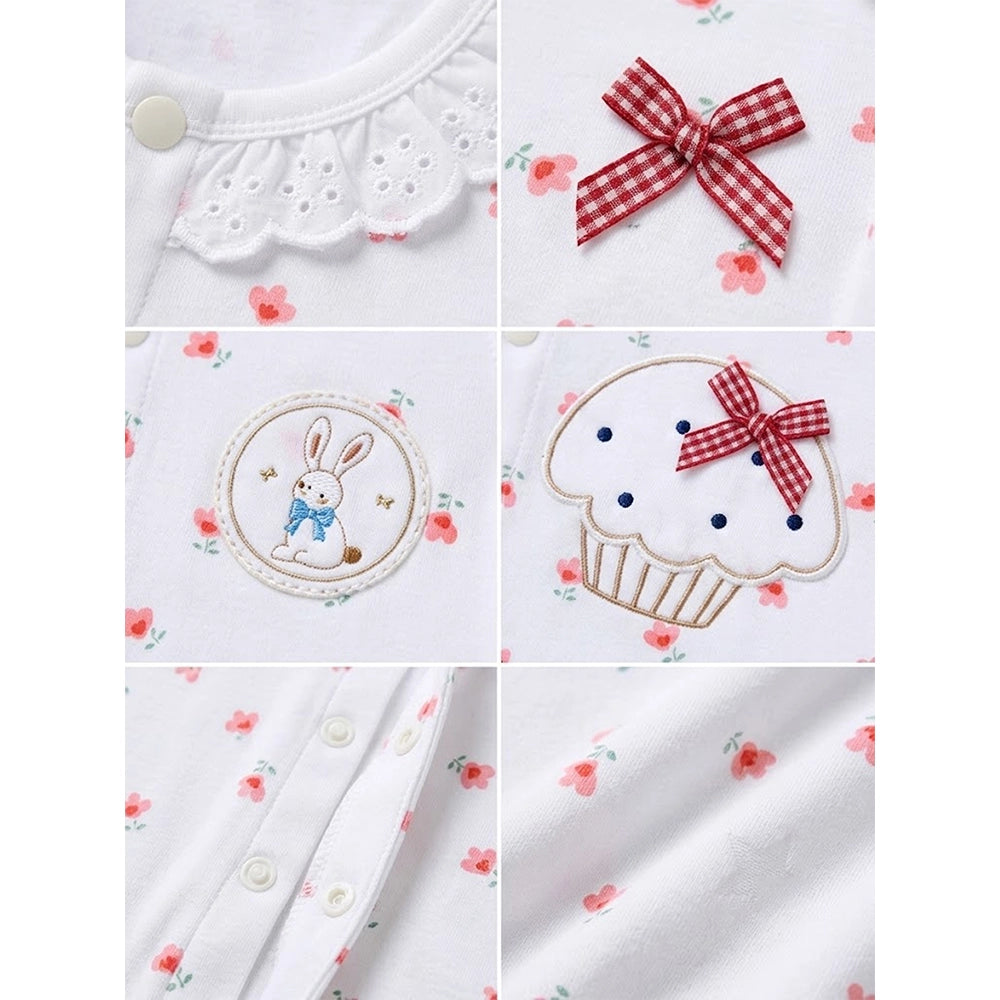 Floral Bunny Cupcake Romper for Tiny Toddlers