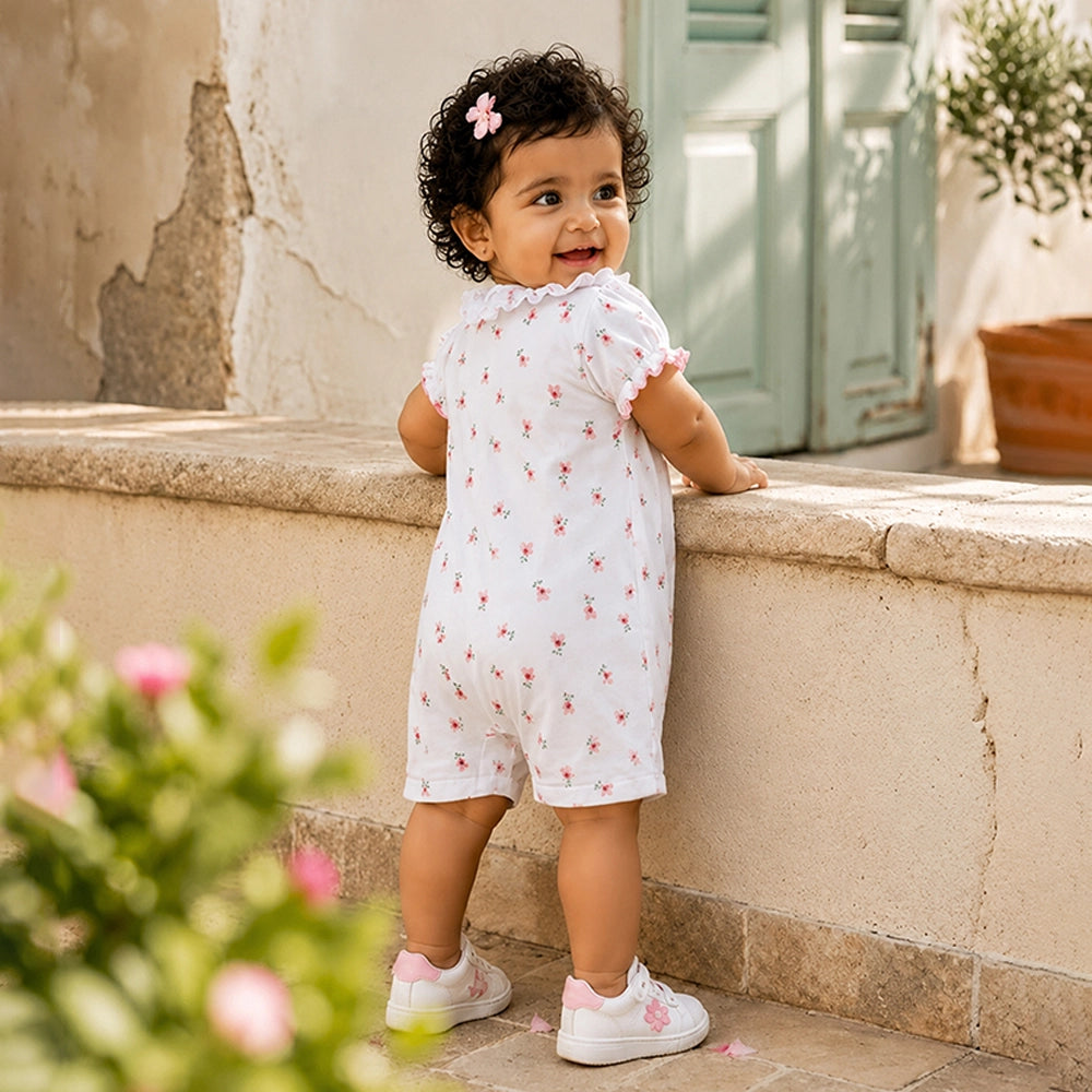 Floral Bunny Cupcake Romper for Tiny Toddlers