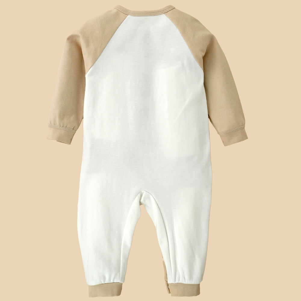 Cream 3D Eared Bear  full sleeves jumpsuit Romper for tiny toddlers