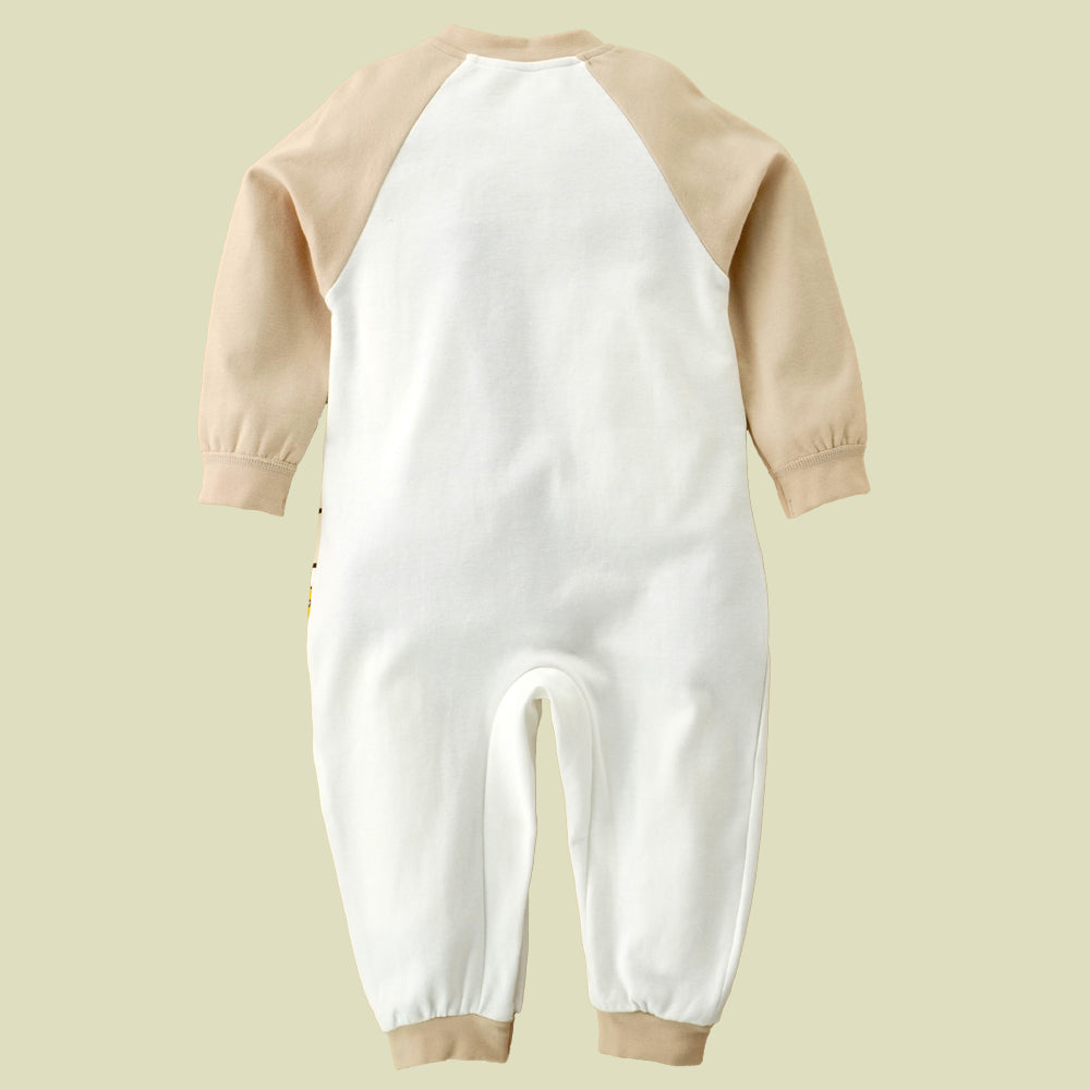 Cream Brown 3d Ear Reindeer theme full sleeves jumpsuit Romper for tiny toddlers