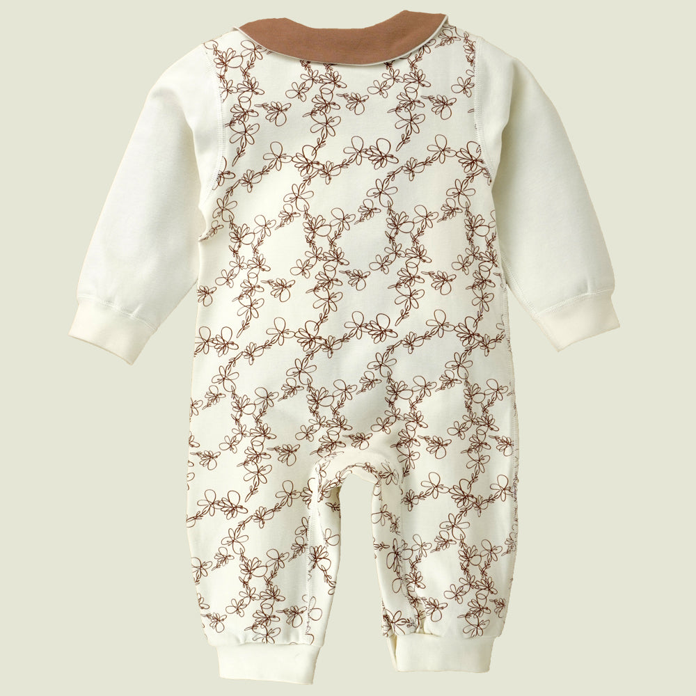 Brown Doodle Butterfly full sleeves jumpsuit style Romper for Tiny Toddlers