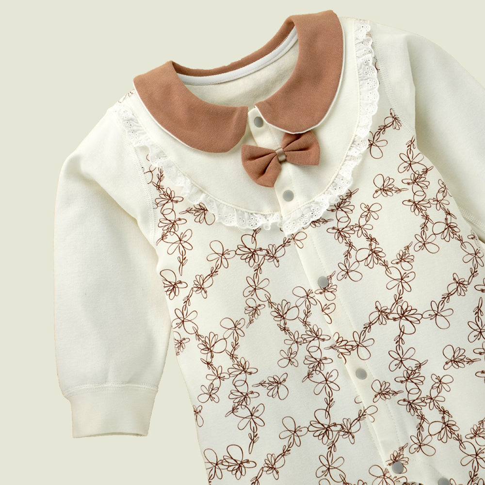 Brown Doodle Butterfly full sleeves jumpsuit style Romper for Tiny Toddlers