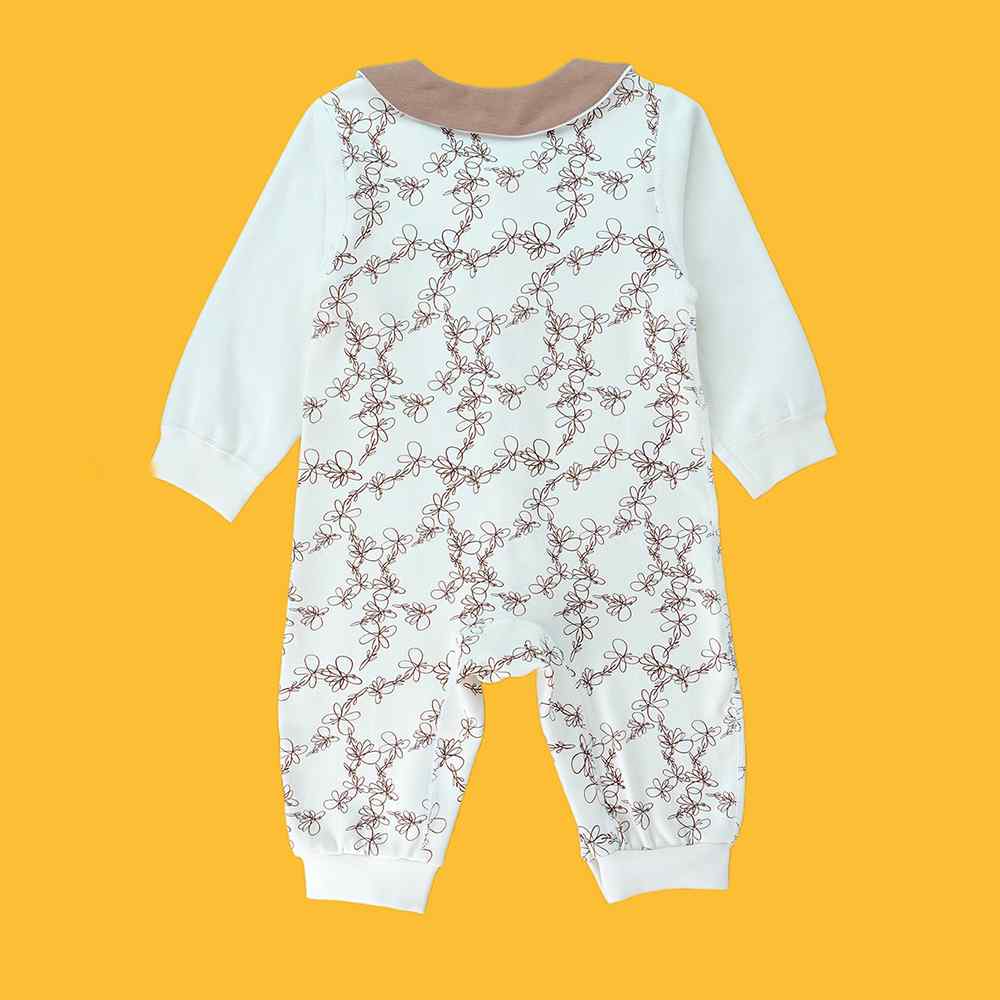 Brown Doodle Butterfly full sleeves jumpsuit style Romper for Tiny Toddlers