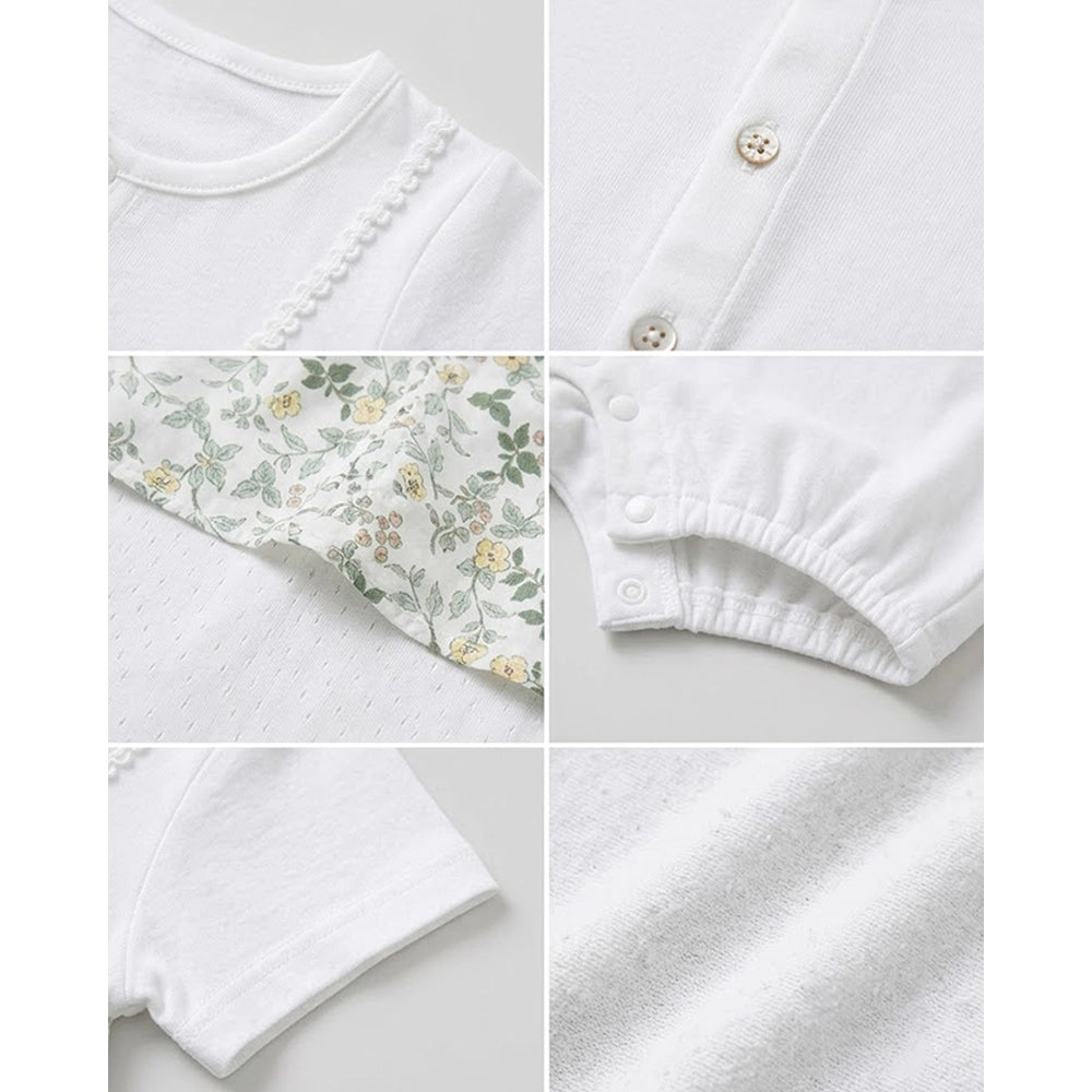 Daisy Floral Overlay Top Romper for Tiny Toddlers