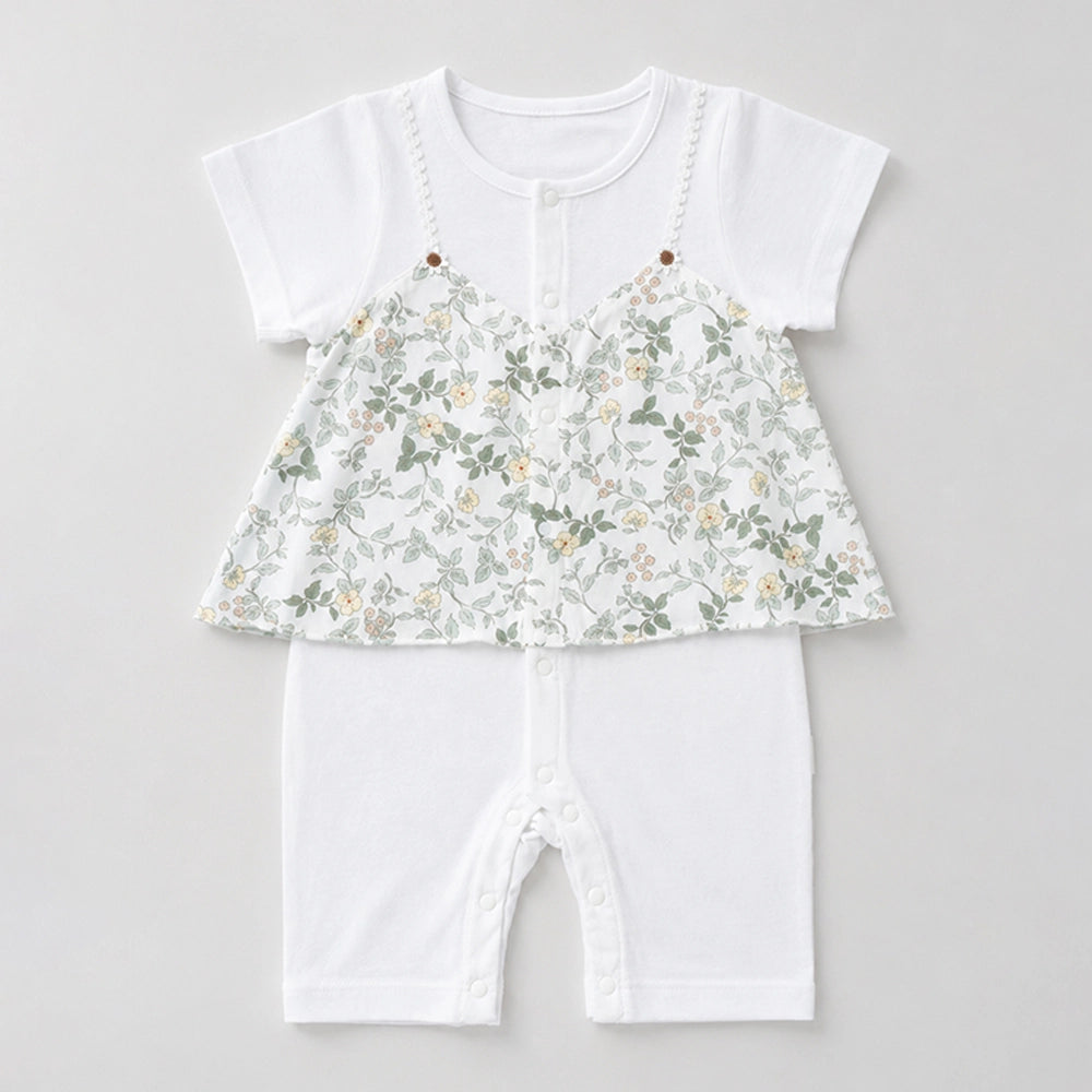 Daisy Floral Overlay Top Romper for Tiny Toddlers