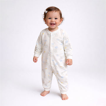 Elephants holding Balloons, Full Sleeves Jumpsuit Romper for Tiny Toddlers