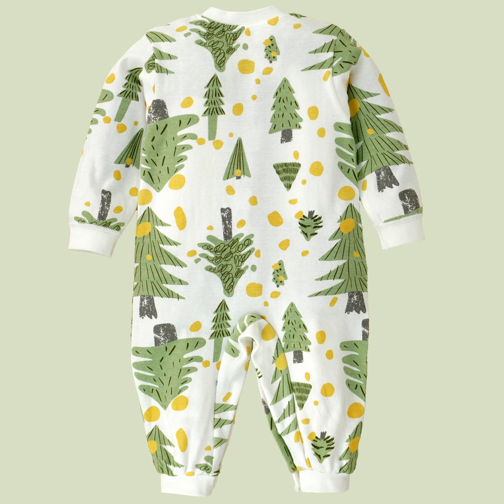 Green XMAS tree full sleeves jumpsuit style Romper,  for Tiny Toddlers