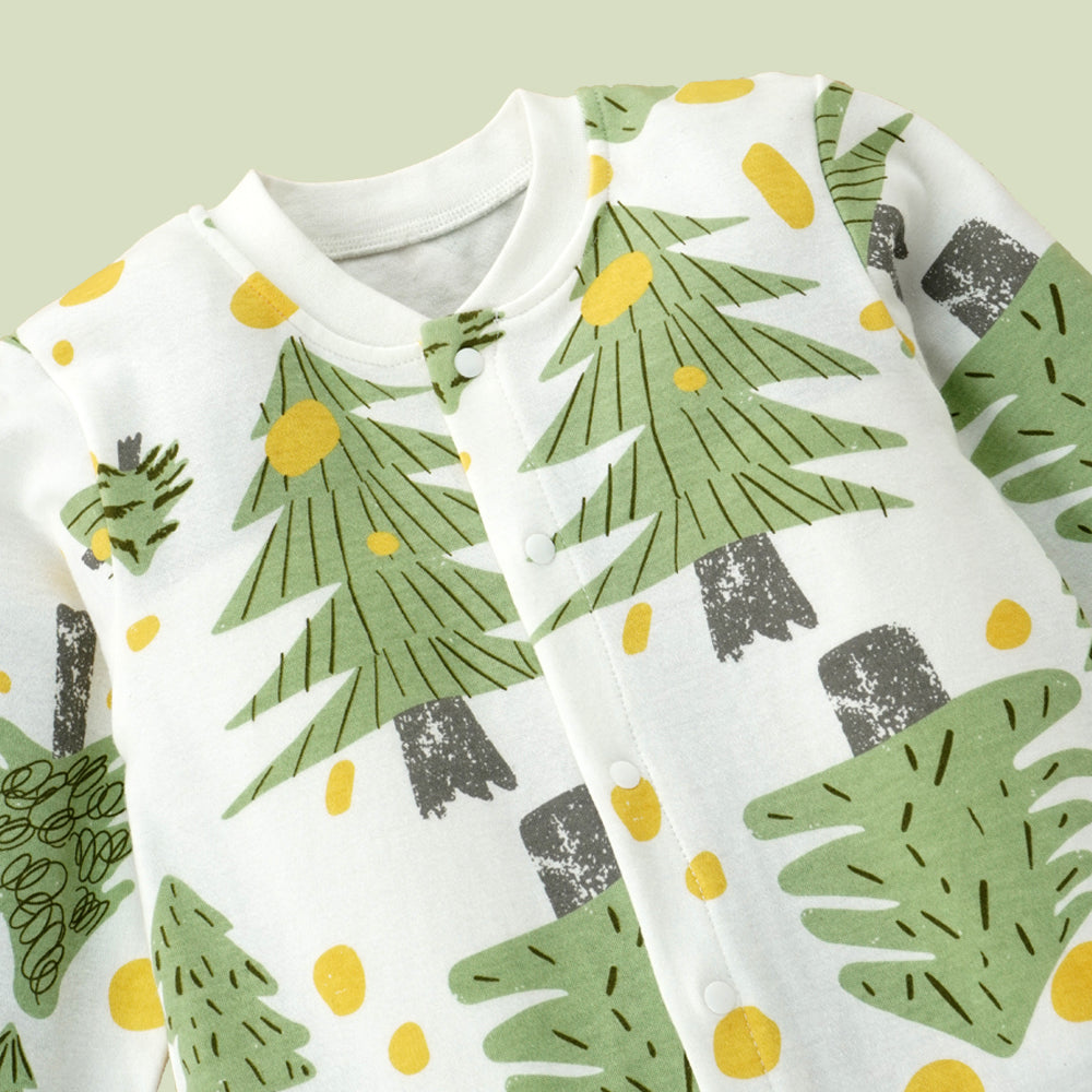 Green XMAS tree full sleeves jumpsuit style Romper,  for Tiny Toddlers